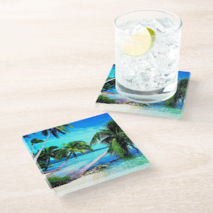 Onderzetter van glas — Tropisch strand