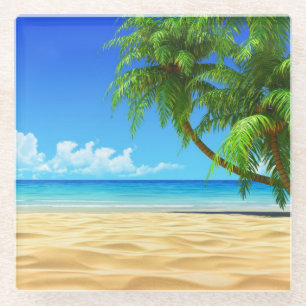 Onderzetter van glas — Tropisch strand Glazen Onderzetter