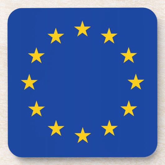 Onderzetter van harde kunststof met EU-vlag (Voorkant)