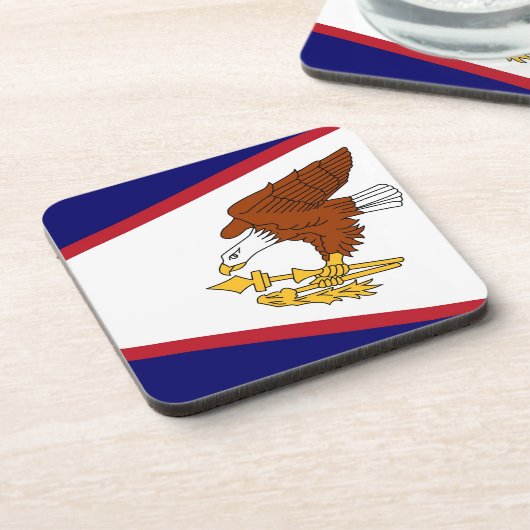 Onderzetter van harde kunststof met vlag van Ameri (Linkerzijde)