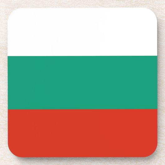 Onderzetter van harde kunststof met vlag van Bulga (Voorkant)