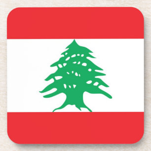 Onderzetter van harde kunststof met vlag van Liban