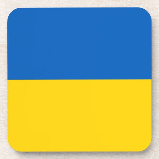 Onderzetter van harde kunststof met vlag van Oekra (Voorkant)