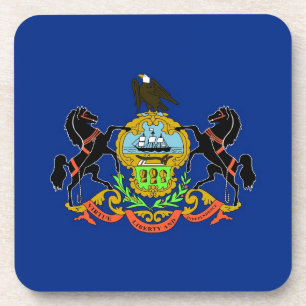 Onderzetter van harde kunststof, met vlag van Penn