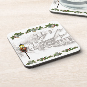 Onderzetter van het kerststadje Vintage