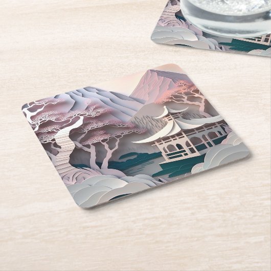 Onderzetter van het Landschap Square Paper Cutout  (Schuin)