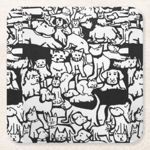 Onderzetter van honden en katten Cartoon"