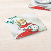 Onderzetter van Retro Vintage-kerstfeestfeest (Gebogen)