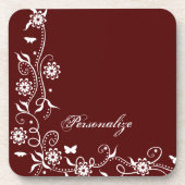 Onderzetter van rode Floral (Voorkant)