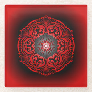 Onderzetter van rood en zwart glas glazen onderzetter