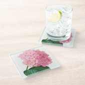 Onderzetter van roze hydrangea glazen onderzetter (Schuin)