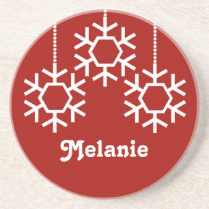 Onderzetter van Snowflakes, donkerrood