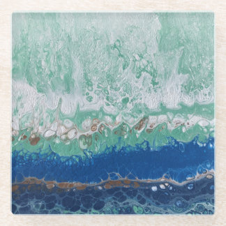 onderzetter van spectaculair glas "Splashing Ocewa Glazen Onderzetter