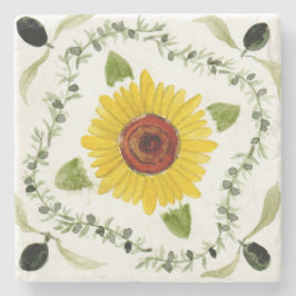 Onderzetter van steen, met een ontwerp van olijven