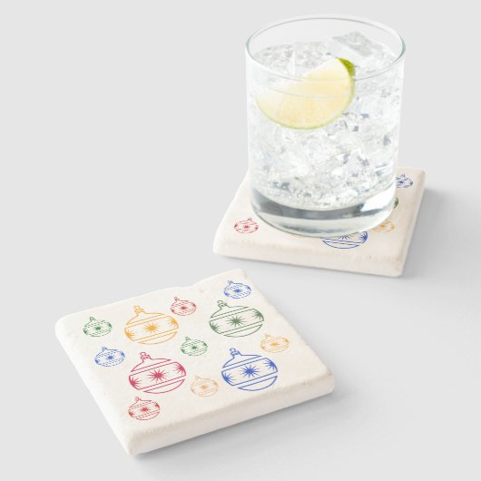 Onderzetter van steen - Ornamenten met kerstbomen (Zijkant)