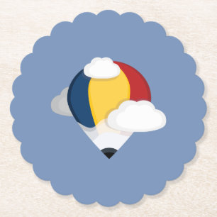 Onderzetter van warme luchtballon en potlood