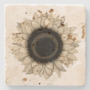  Onderzetter zomerbloem Khaki Sunflower Stone
