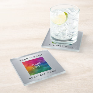 Onderzetters Aangepaste Logo Faux Silver Metallic 