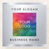 Onderzetters Aangepaste Logo Faux Silver Metallic  (Voorkant)