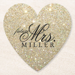 Onderzetters - Glitter Heart Fab future Mrs.