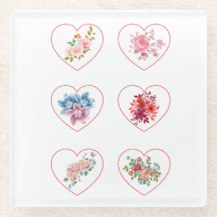 Onderzetters Harten met bloemen