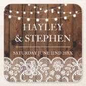 Onderzetters Houten Kant Lights Rustieke Wedding P (Voorkant)
