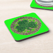 Onderzetters met groene shamrock en Keltische knok (Linkerzijde)