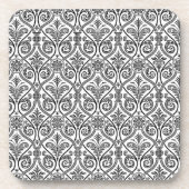 Onderzetters met zwarte en witte Damask Cork (Voorkant)