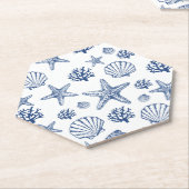 Onderzetters Navy Blue Seashell Pattern (Schuin)