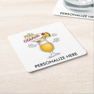 Onderzetters PAPIER - PINA COLADA RECIPE COCKTAIL 