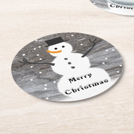 Onderzetters pulp board rustige kerst sneeuwman (Gebogen)