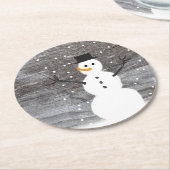 Onderzetters pulp board rustige kerstsneeuwman (Gebogen)