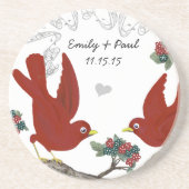 Onderzetters rode en groene Tortelduifjes (Voorkant)