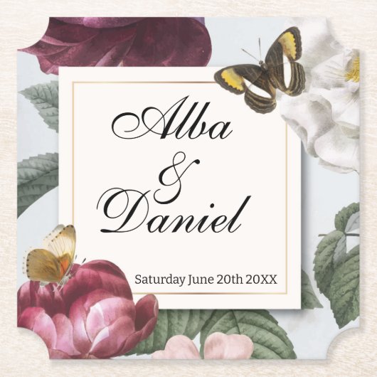 Onderzetters Trouwbloei Bloemenvlinder (Voorkant)