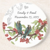 Onderzetters van blauwgroen en Burgundy  Torteldui (Voorkant)