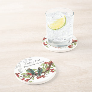 Onderzetters van blauwgroen en Burgundy Torteldui