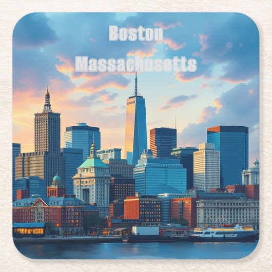 Onderzetters van Boston Massachusetts Skyline Squa (Voorkant)