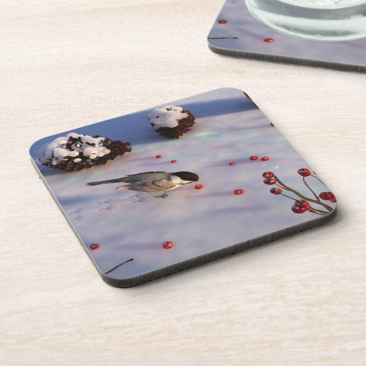 Onderzetters van Chickadee Winter Cork (Linkerzijde)