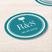 Onderzetters van de palmboomturquoise blue monogra (Gebogen)