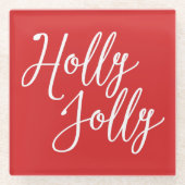 Onderzetters van kerstglas Red Holly Jolly (Voorkant)