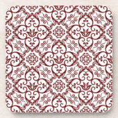 Onderzetters van Maroon & White Damask Cork (Voorkant)