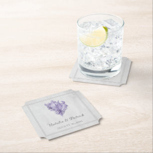 Onderzetters van Paarse conch Shell Wedding Paper