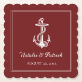 Onderzetters van rood papier voor anker bruiloft (Voorkant)