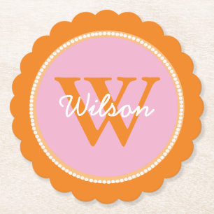 Onderzetters van roze en Oranje gemonogd papier