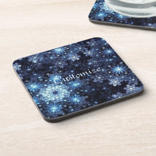 Onderzetters van wintery Blue Snowflake Pattern (Linkerzijde)