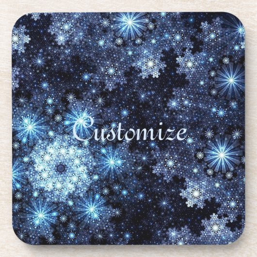 Onderzetters van wintery Blue Snowflake Pattern (Voorkant)