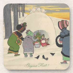 Onderzetters voor kerstmis met sneeuwmeisjes