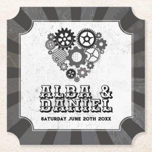 Onderzetters Wedding Steampunk Wedding Hearts Cogs