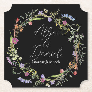 Onderzetters Wedding Wildflowers Floral Ditsy Dark