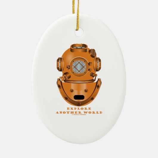 Onderzoek een andere wereld (diepe duikende helm) keramisch ornament (Achterkant)